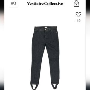 Anthropologie Magda Butrym Black Cotton Denim Jeans W Stirrups Size 2 Revolve